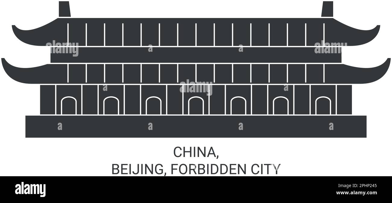 China, Beijing, ilustración vectorial de hito de viaje de la ciudad prohibida Ilustración del Vector