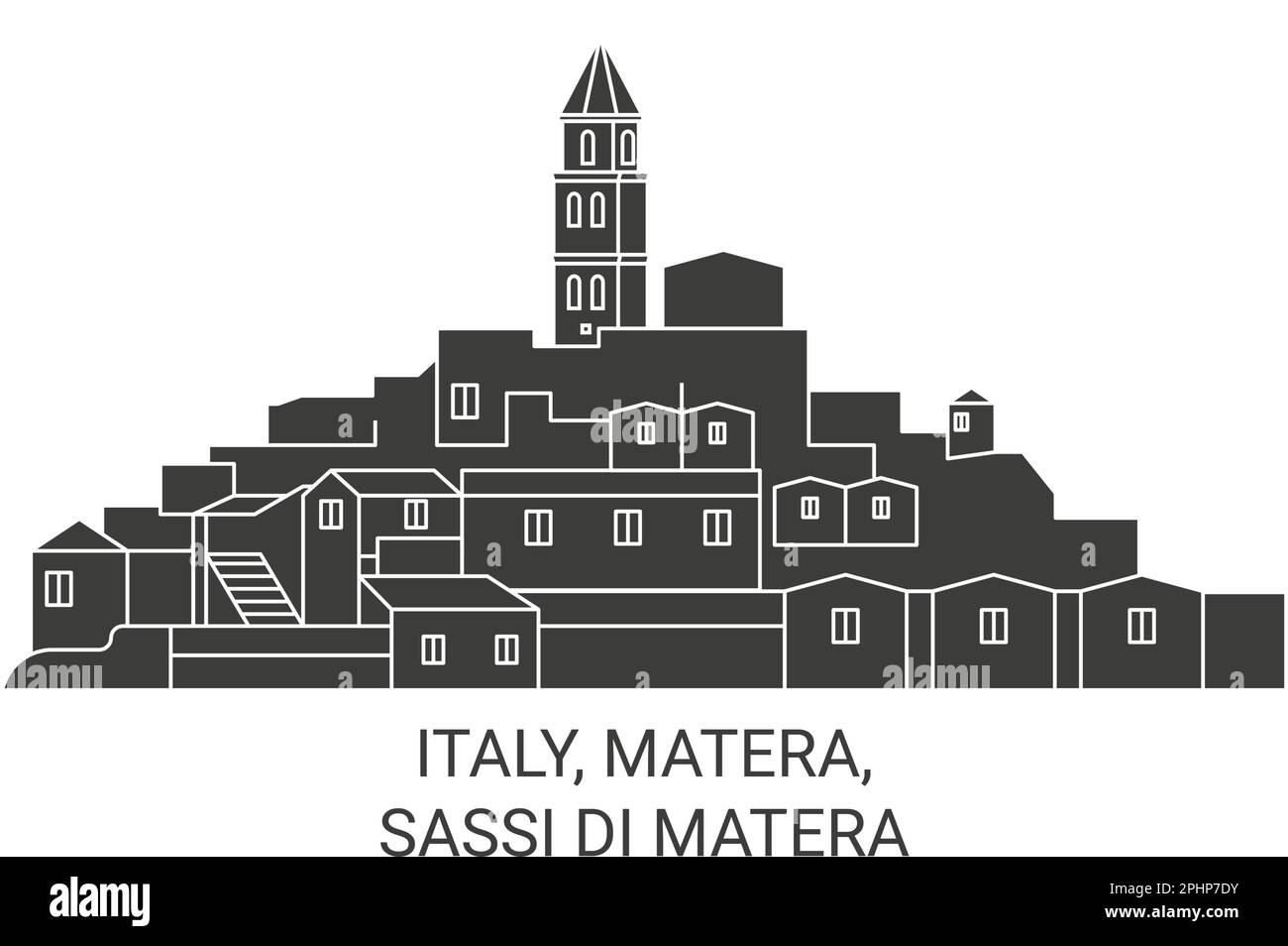 Italia, Matera, Sassi Di Matera ilustración vectorial de referencia de viaje Ilustración del Vector