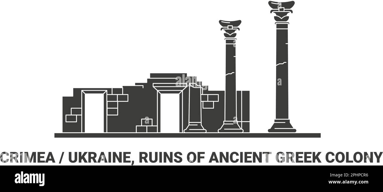 Ucrania, ruinas de la antigua colonia griega, ilustración vectorial de referencia de viaje Ilustración del Vector