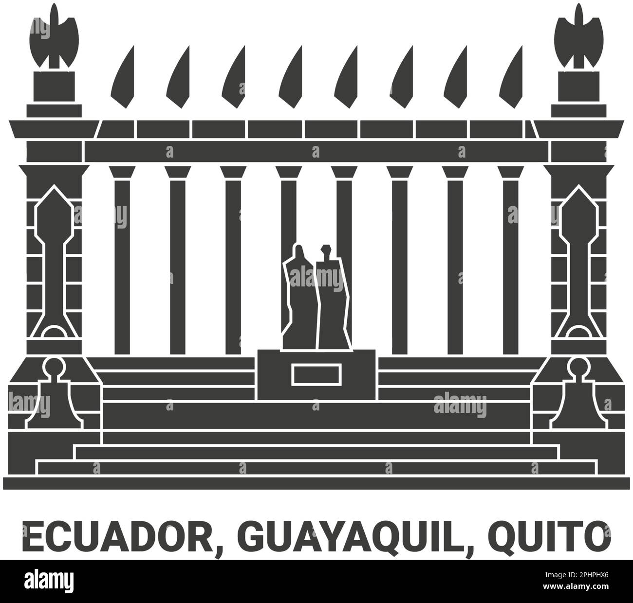 Ecuador, Guayaquil, Quito, Malecn 000 ilustración vectorial de referencia de viaje Ilustración del Vector