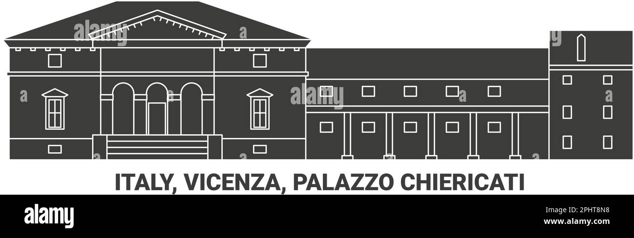 Italia, Vicenza, Palazzo Chiericati, ilustración vectorial de referencia de viaje Ilustración del Vector