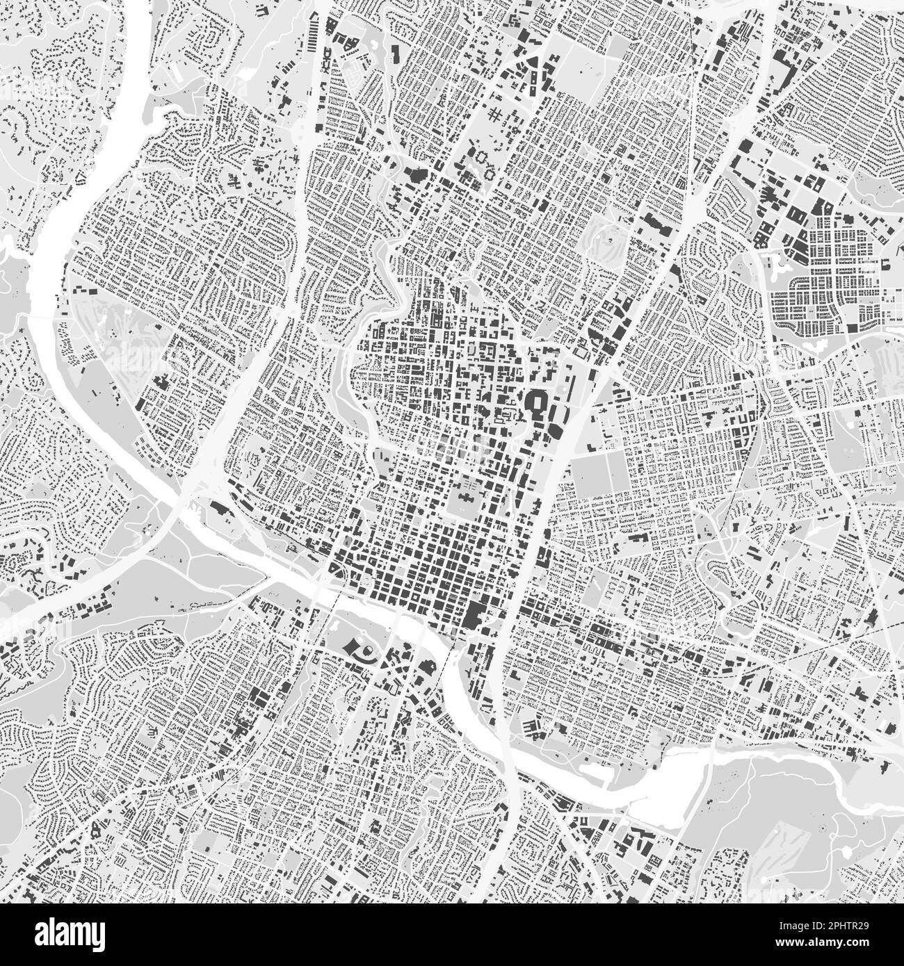 Ciudad urbana mapa vectorial de Austin. Ilustración vectorial, mapa de