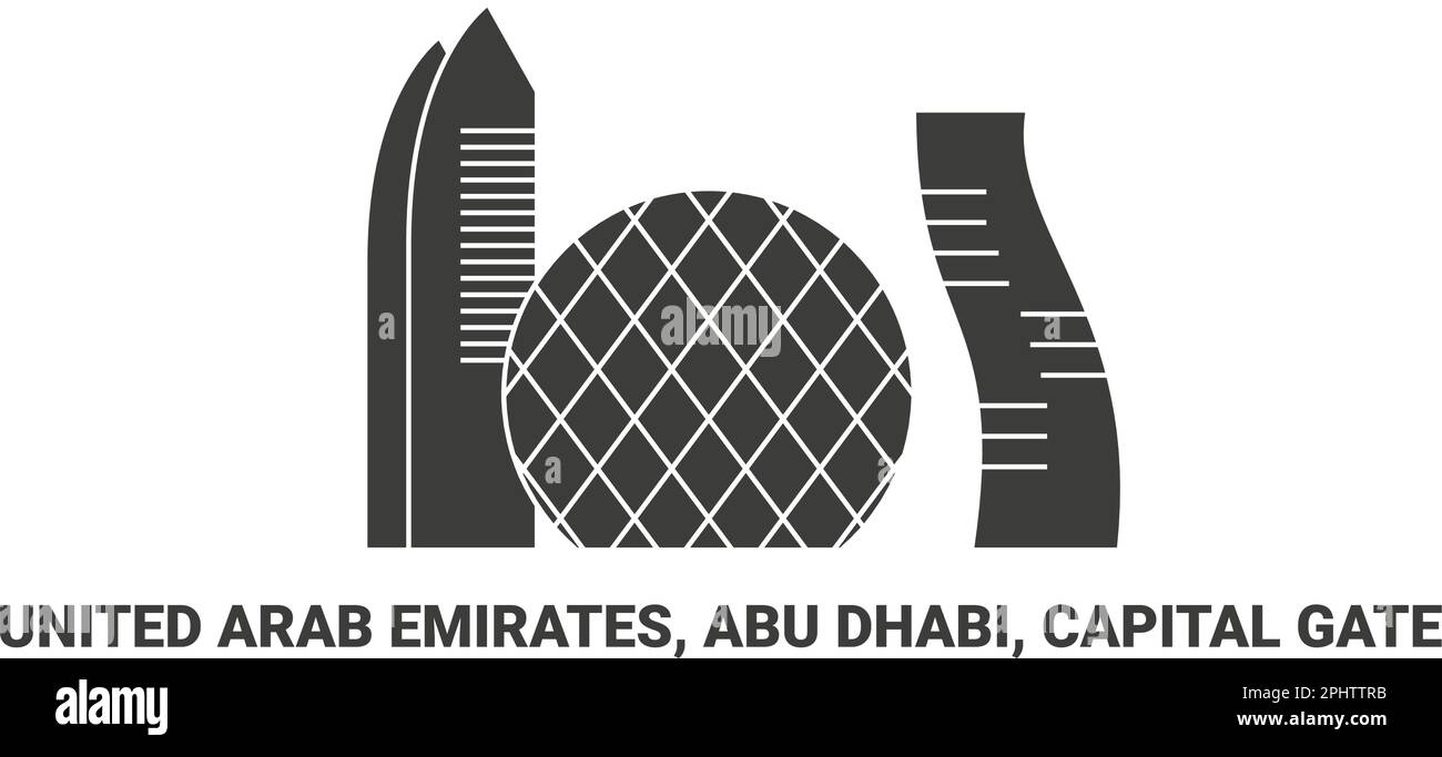 Emiratos Árabes Unidos, Abu Dhabi, Capital Gate, ilustración vectorial de referencia de viaje Ilustración del Vector