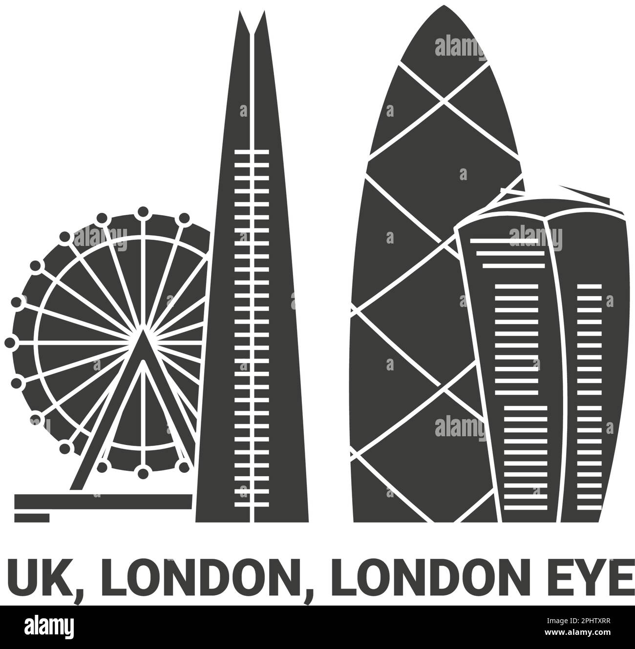 Inglaterra, Londres, London Eye, ilustración vectorial de referencia de viaje Ilustración del Vector