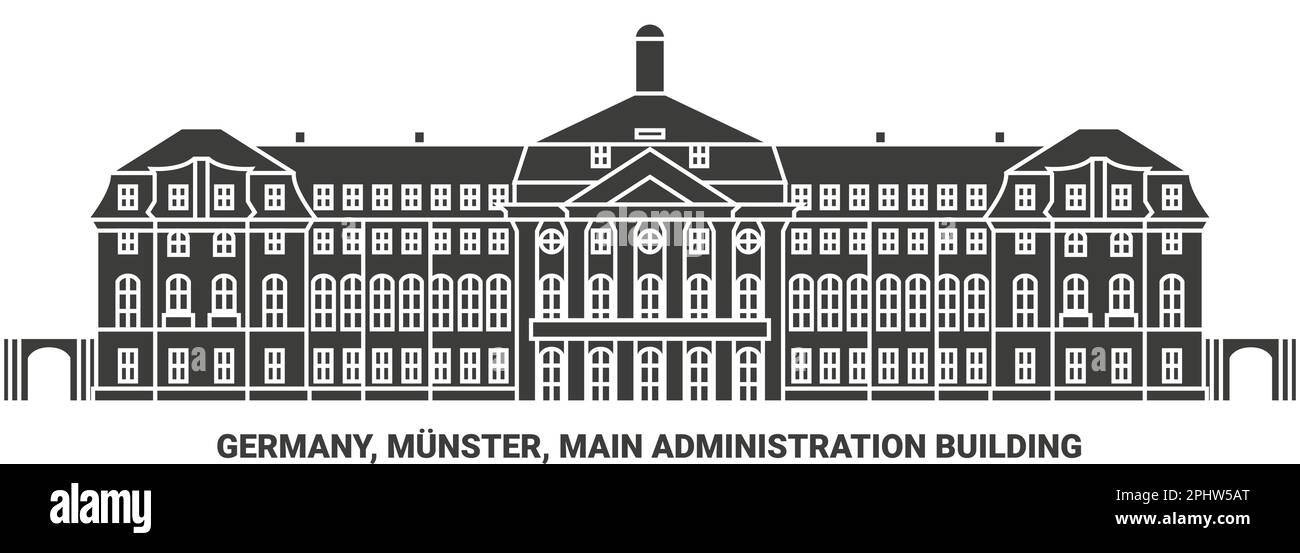 Alemania, Munster, ilustración vectorial de hito de viaje del edificio de la administración principal Ilustración del Vector