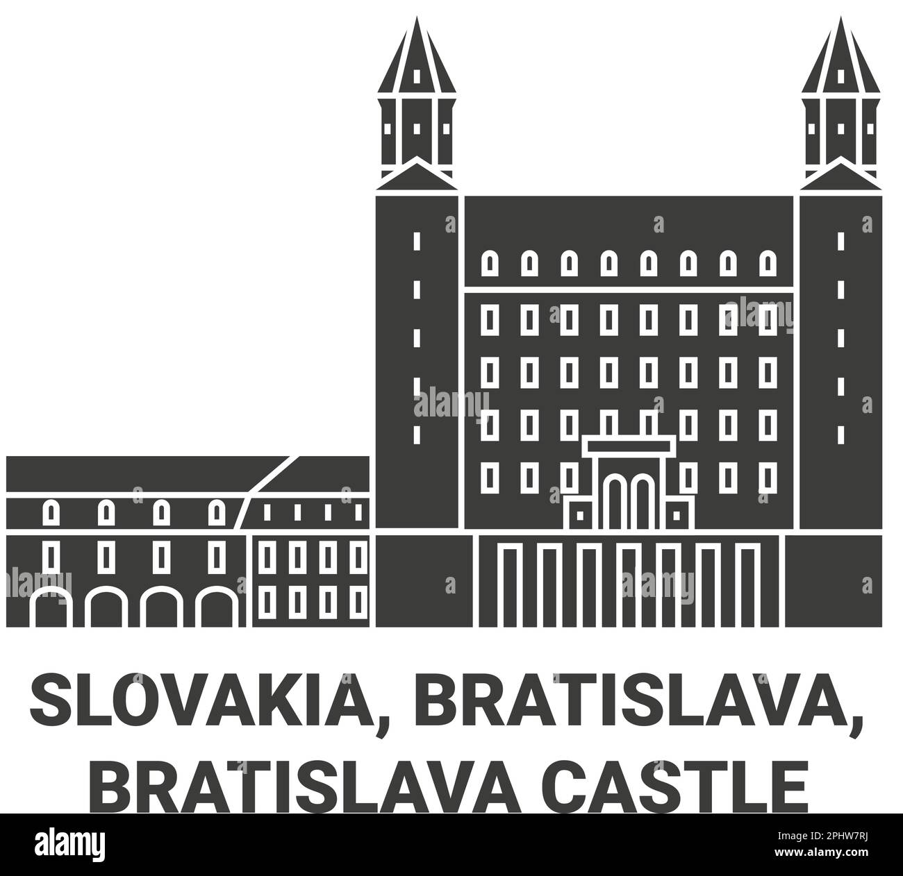 Eslovaquia, Bratislava, Bratislava Castillo de Bratislava ilustración vectorial de hito de viaje Ilustración del Vector