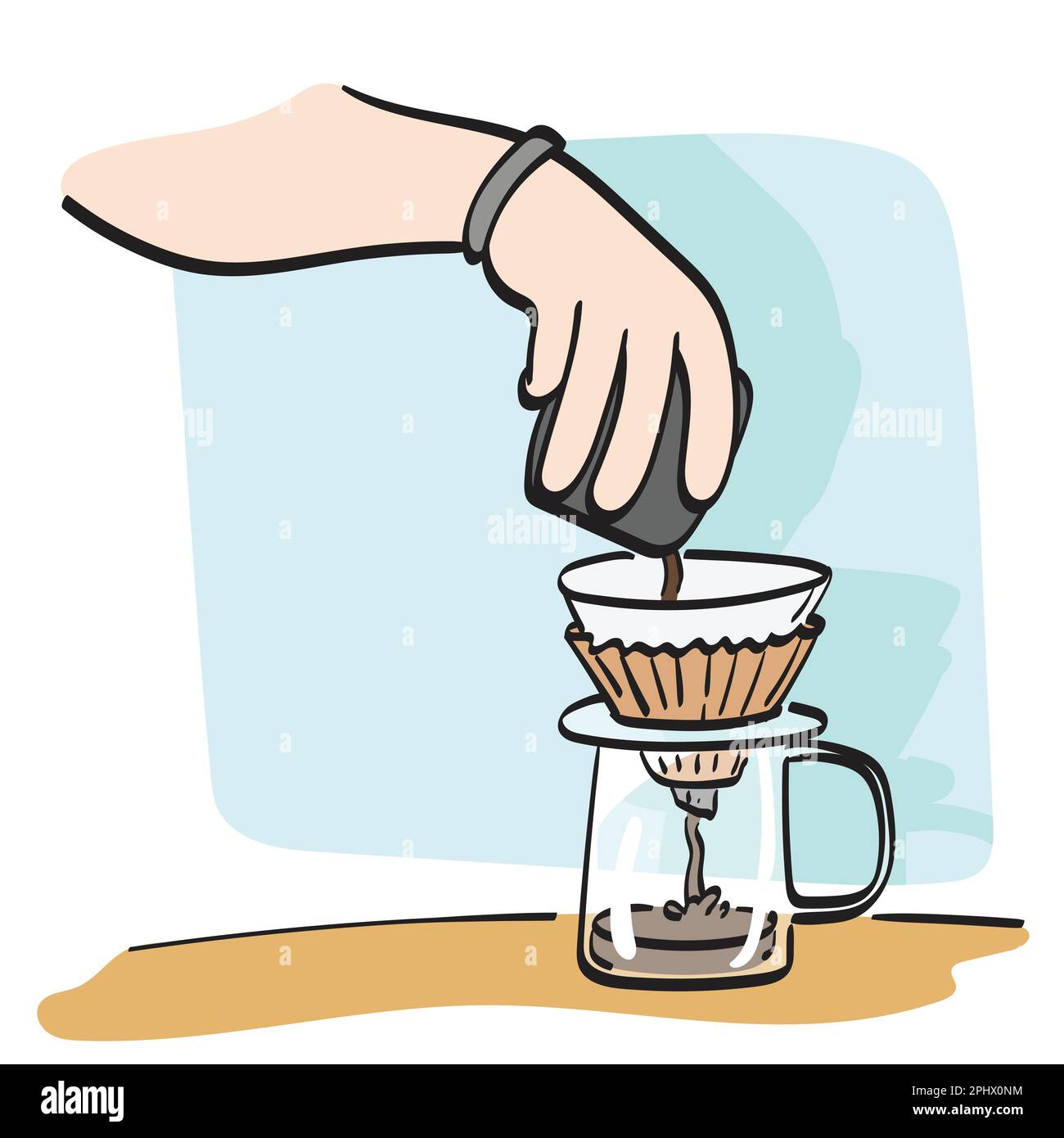 Composición plana de barista con accesorios para hacer café ilustración  vectorial plana