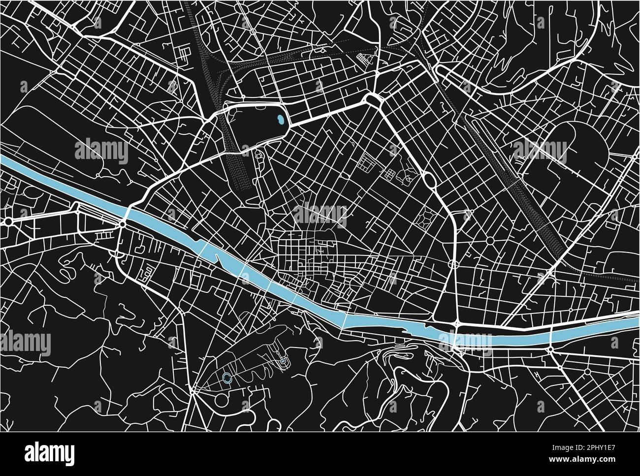 Mapa vectorial blanco y negro de la ciudad de Florencia con capas separadas bien organizadas. Ilustración del Vector