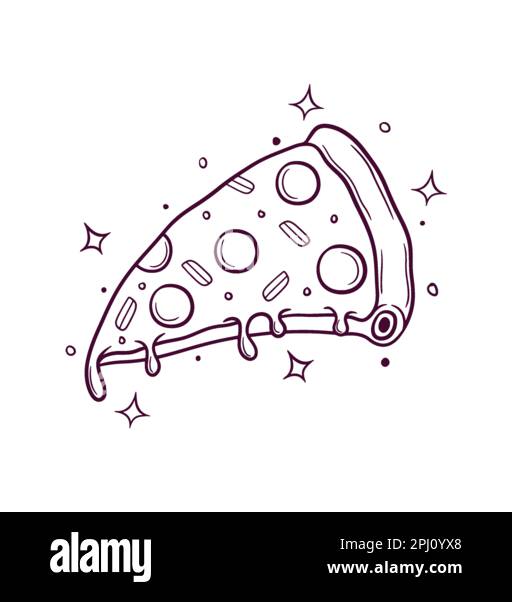 dibujado a mano rebanada de ilustración vectorial de pizza Ilustración del Vector