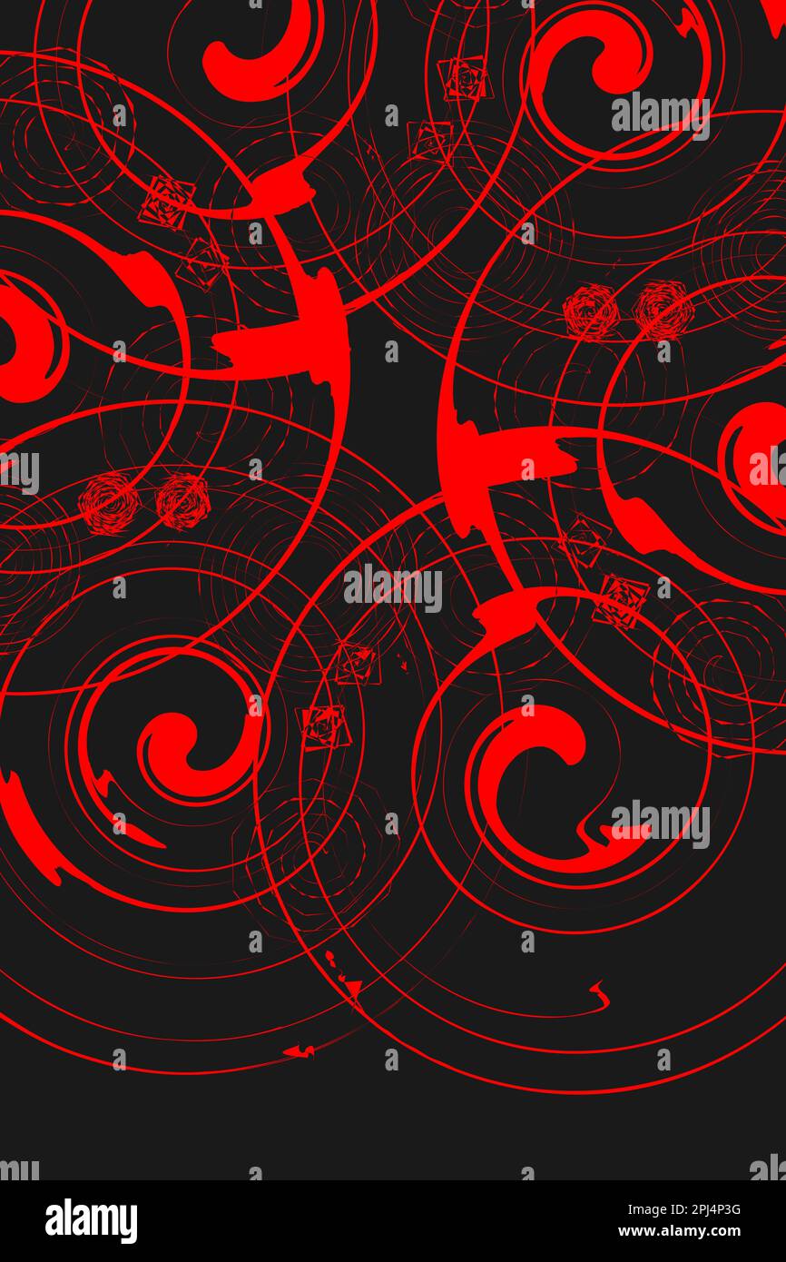 Rojo y negro Abstracto Fondo de arte geométrico. Líneas de velocidad en forma de círculo. Ilustración vectorial Ilustración del Vector