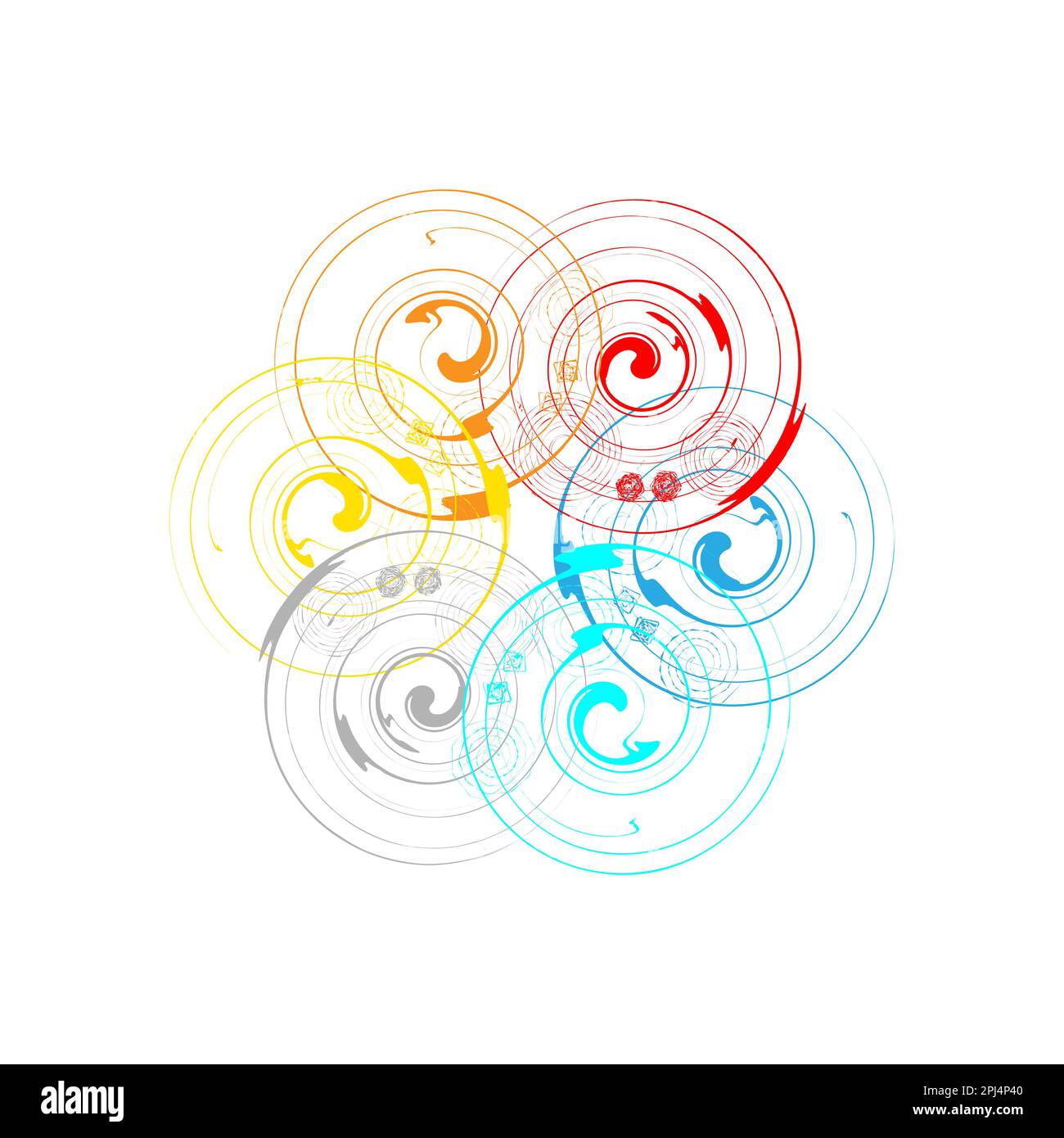 Abstracto Arte geométrico Líneas de velocidad coloridas en forma de círculo. Ilustración vectorial Ilustración del Vector
