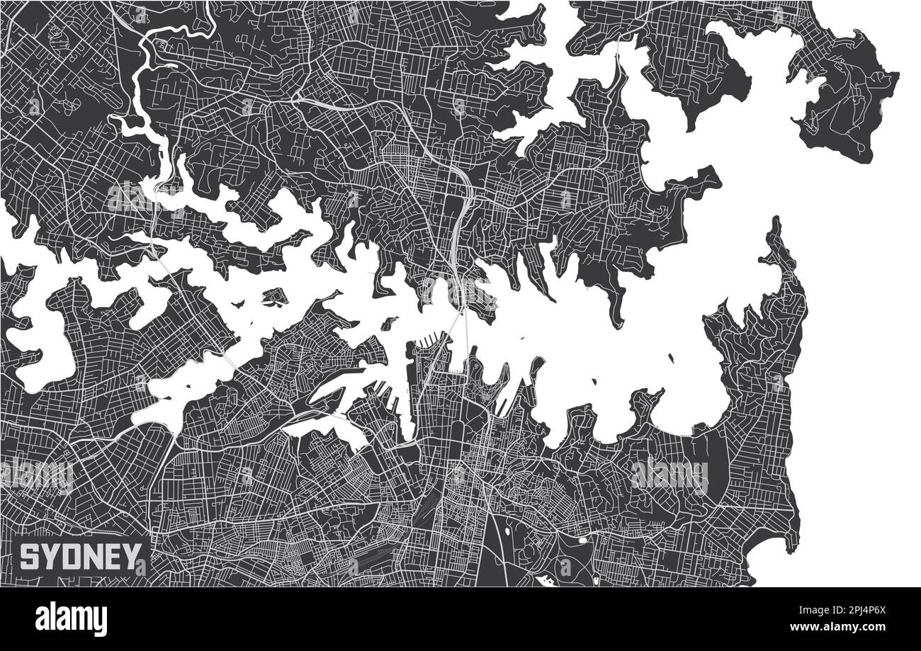 Diseño minimalista de póster de mapa de la ciudad de Sydney. Ilustración del Vector