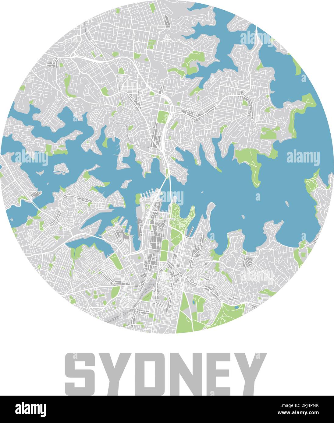 Icono minimalista del mapa de la ciudad de Sydney. Ilustración del Vector