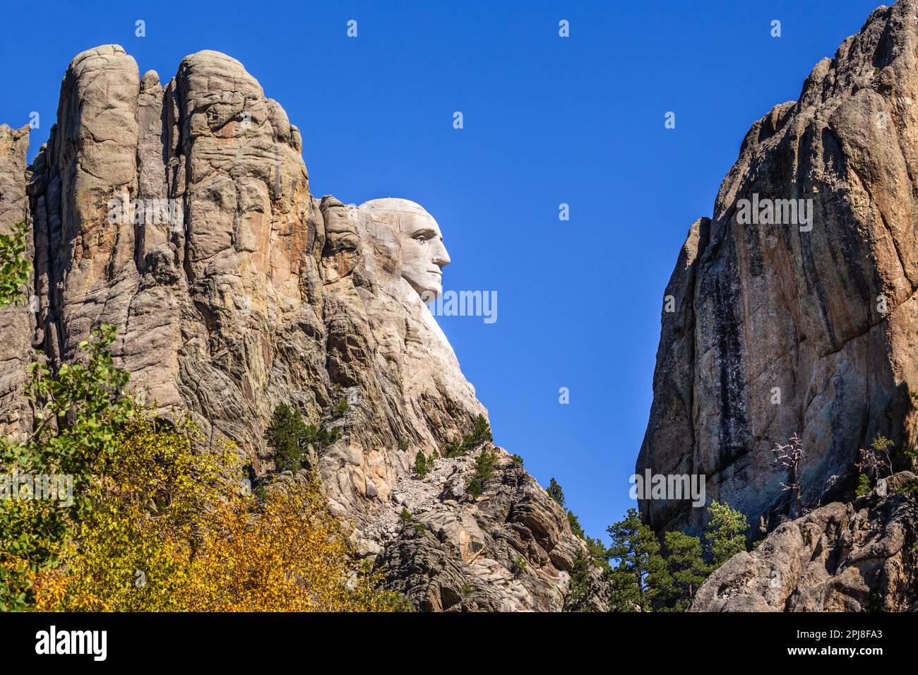 Vista de perfil de Mount Rushmore, Dakota del Sur, Estados Unidos de América Foto de stock