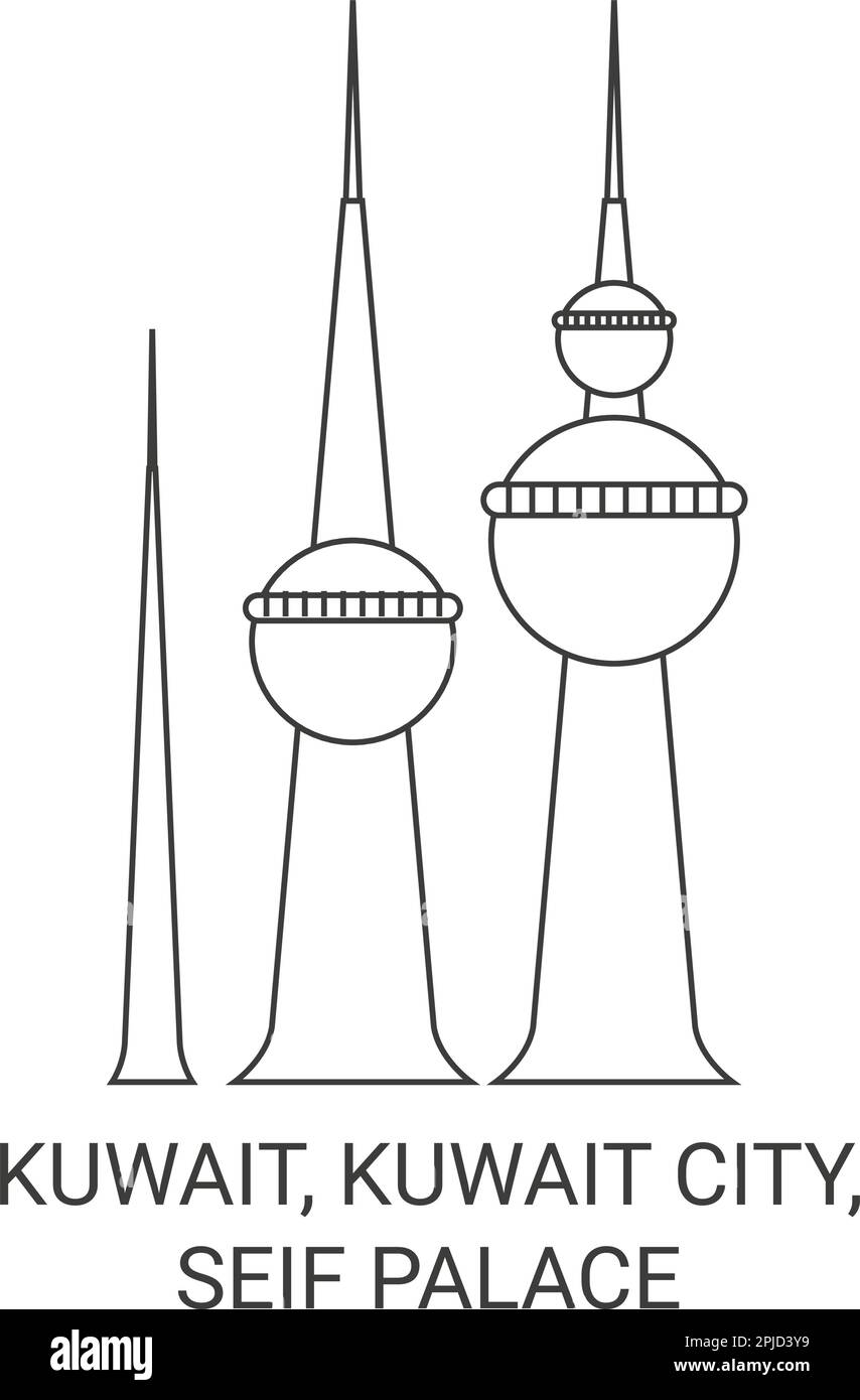 Kuwait, ciudad de Kuwait, ilustración vectorial de referencia de viaje