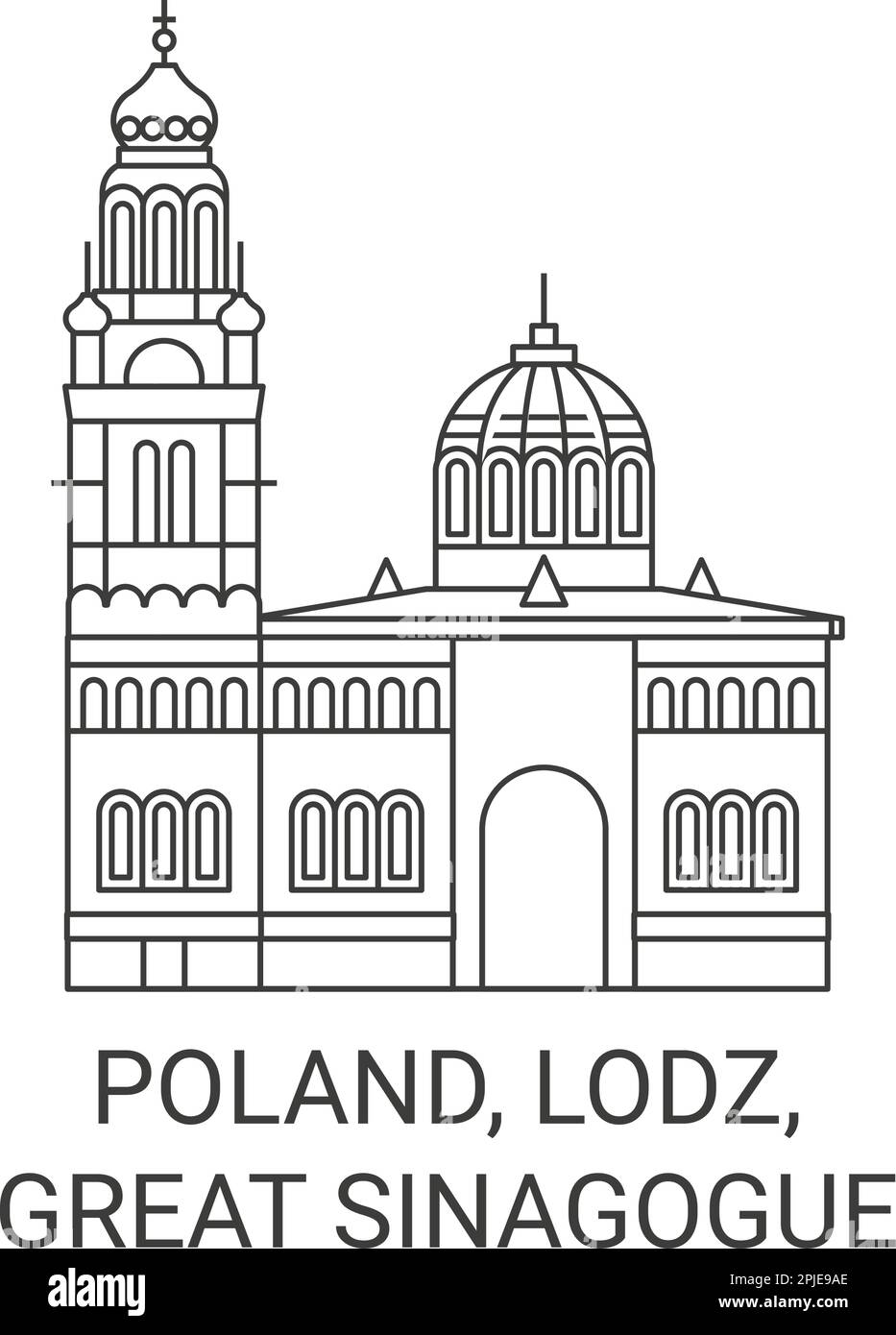 Polonia, Lodz, Gran Sinagoga de Lodz ilustración vectorial de hito de viaje Ilustración del Vector