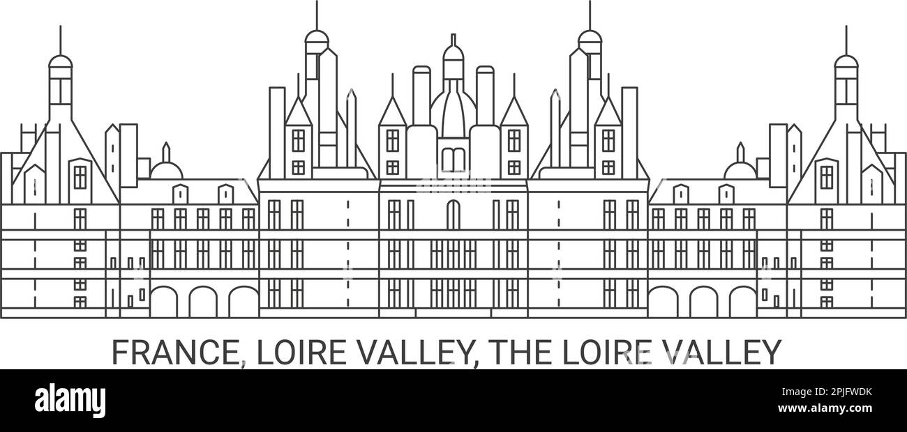 Francia, Valle del Loira, el Valle del Loira ilustración vectorial de referencia de viaje Ilustración del Vector