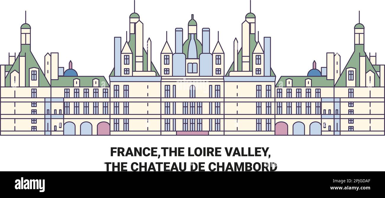 Francia, el valle del Loira, el Chteau De Chambord viaje hito ilustración vectorial Ilustración del Vector