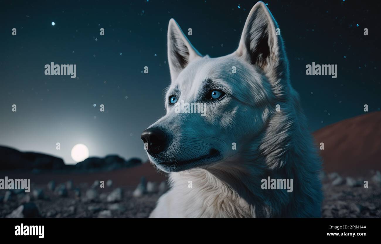 Perro en la luna primer plano tiro, IA generativa Fotografía de stock -  Alamy