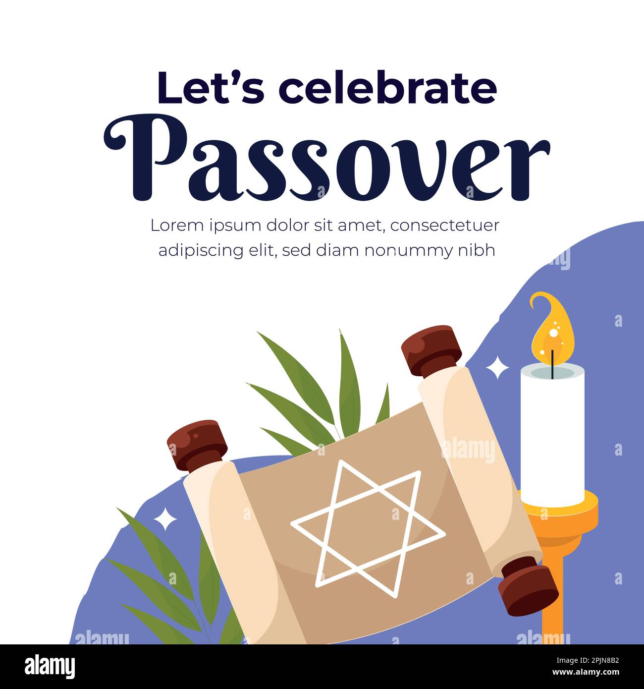 Feliz fiesta judía de Pascua, vamos a celebrar Seder Pesaj, tarjeta de