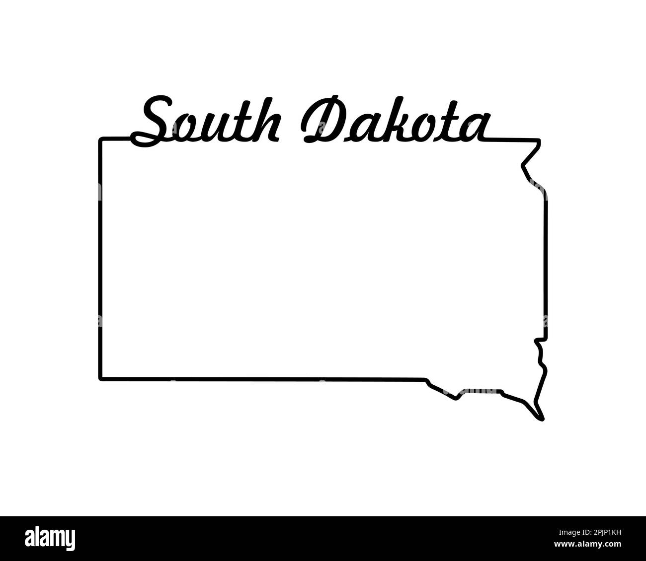 Mapa del estado de Dakota del Sur. Mapa del estado DE EE.UU. Símbolo de