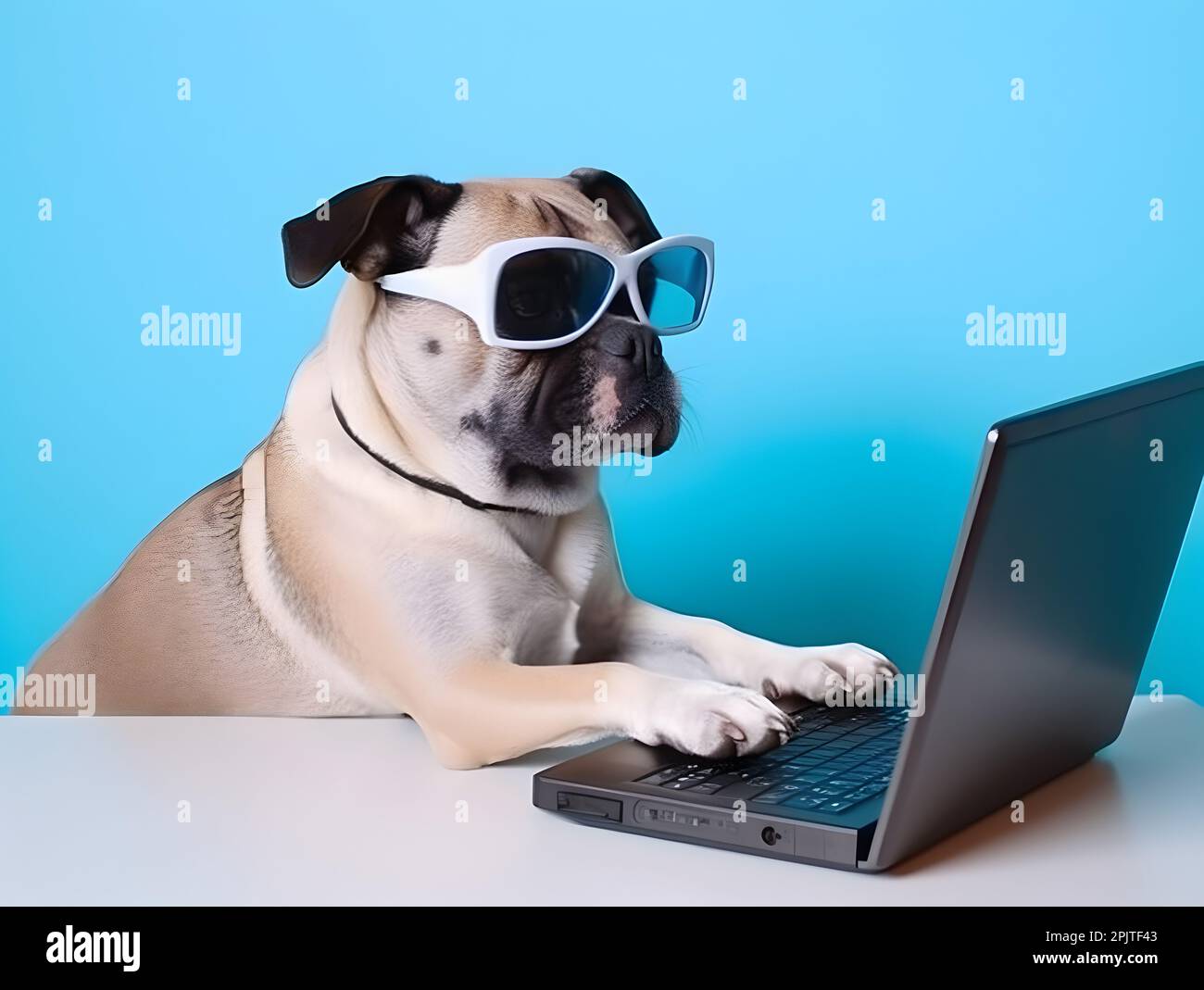 Lindo perro pug con gafas. Concepto e idea de mascota gamer, programador o  día nacional de mascotas Fotografía de stock - Alamy