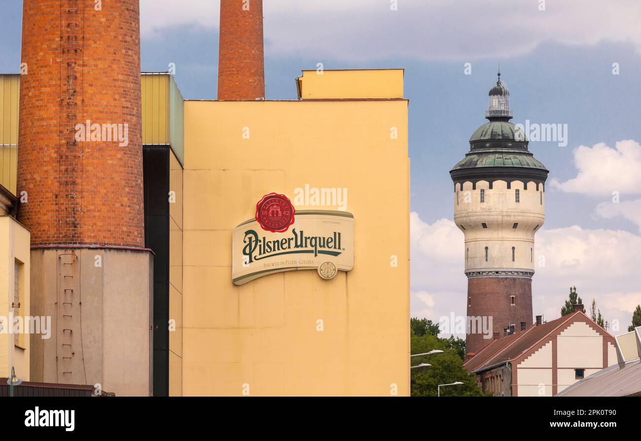 PILSEN, REPÚBLICA CHECA, EUROPA - Cervecería Pilsner Urquell. Foto de stock