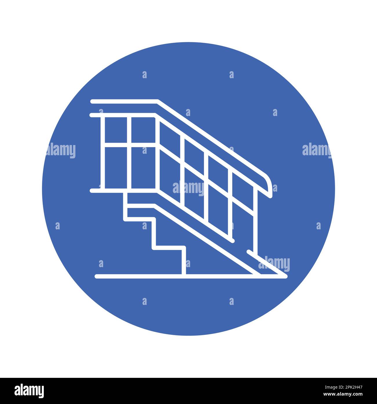 Icono de línea de color de la rampa para silla de ruedas. Discapacidad