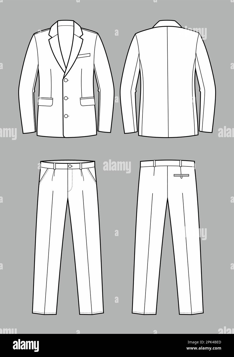 Conjunto de mans traje de negocios chaqueta y pantalones. Ilustración del Vector