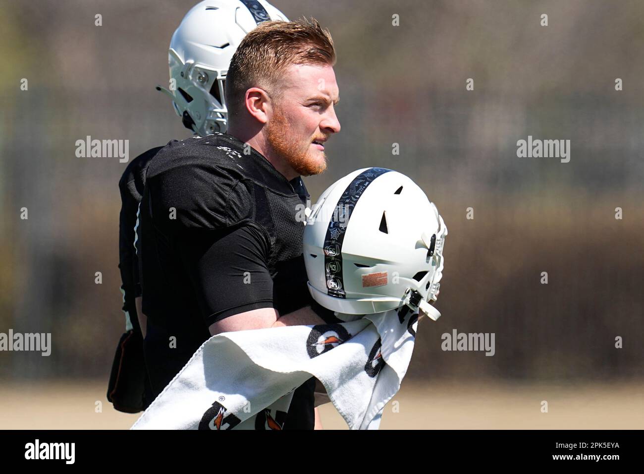Oklahoma State quarterback Alan Bowman during an NCAA college football spring practice, Monday