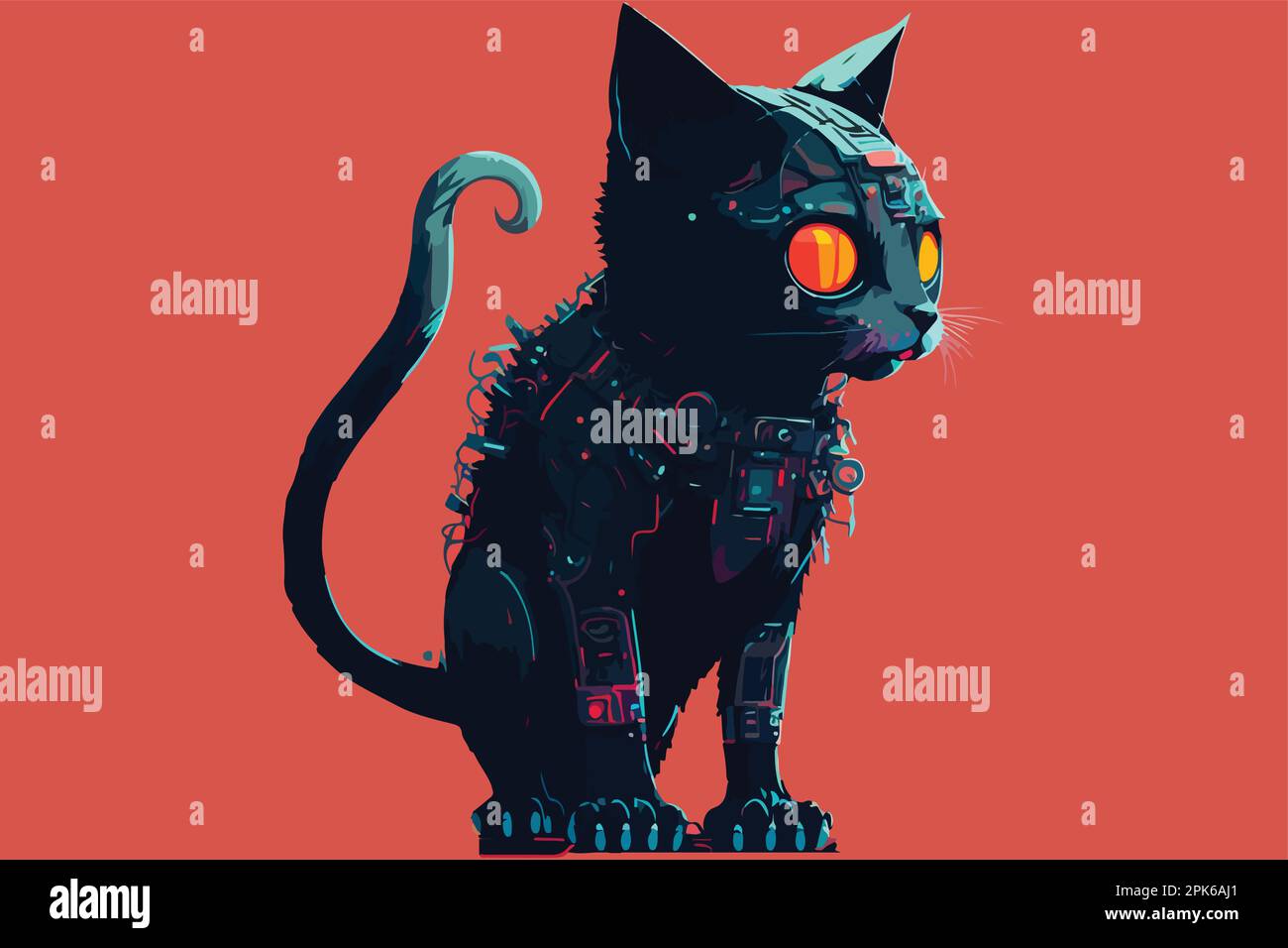 Gato cyberpunk ilustración vectorial Imagen Vector de stock - Alamy