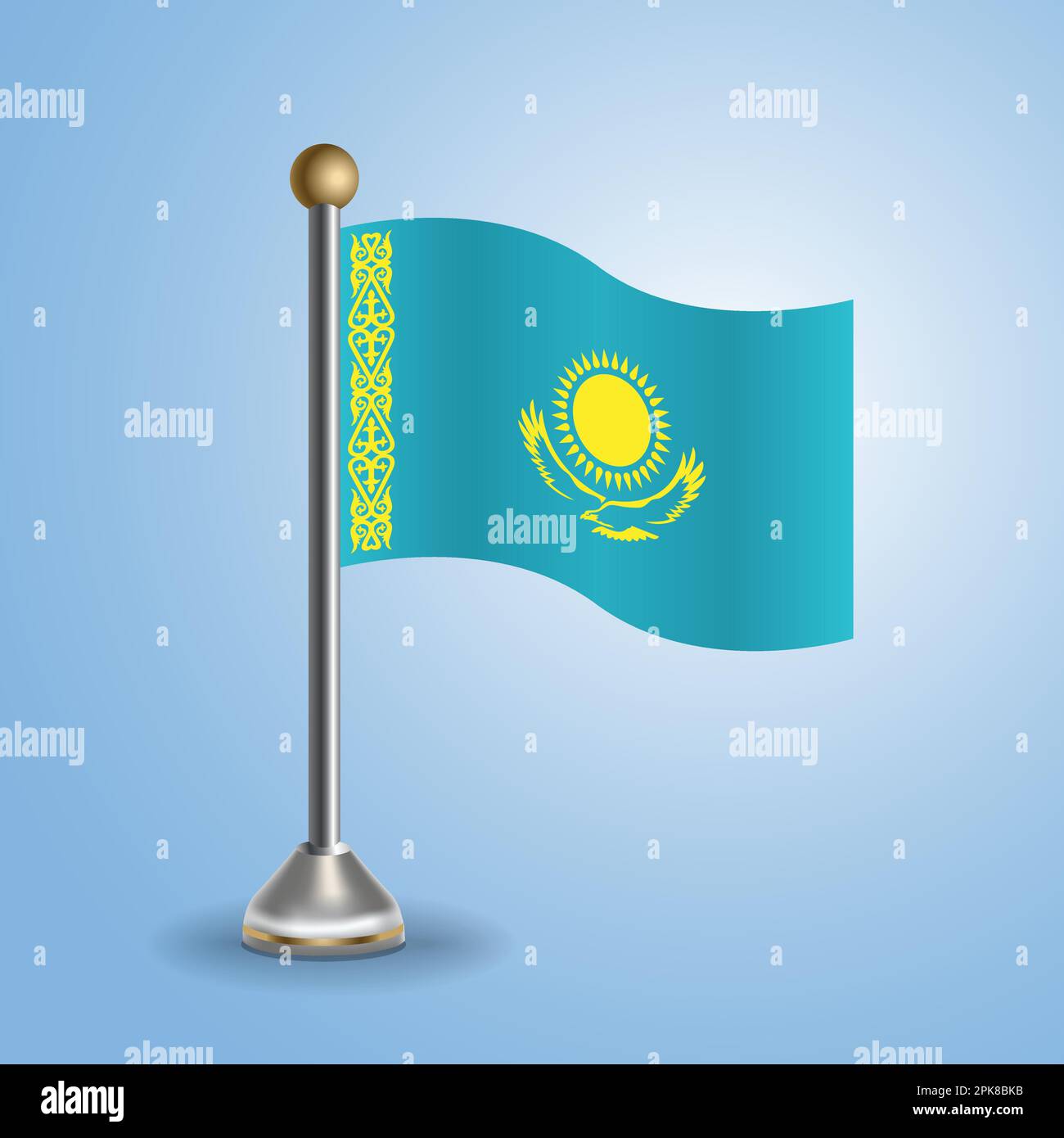 Bandera de la mesa del estado de Kazajstán. Símbolo nacional, ilustración vectorial Ilustración del Vector