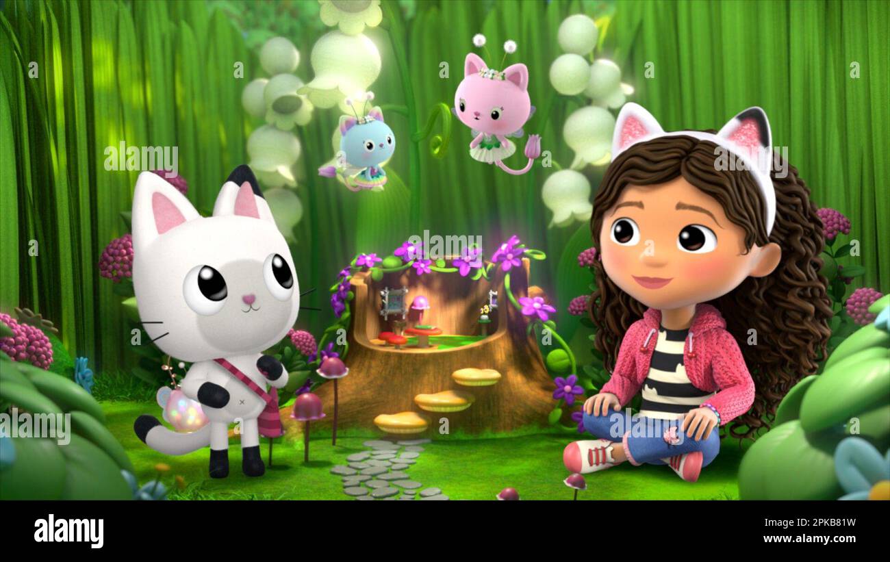 GABBY'S DOLLHOUSE, de izquierda a derecha Pandy Paws (voz Tucker