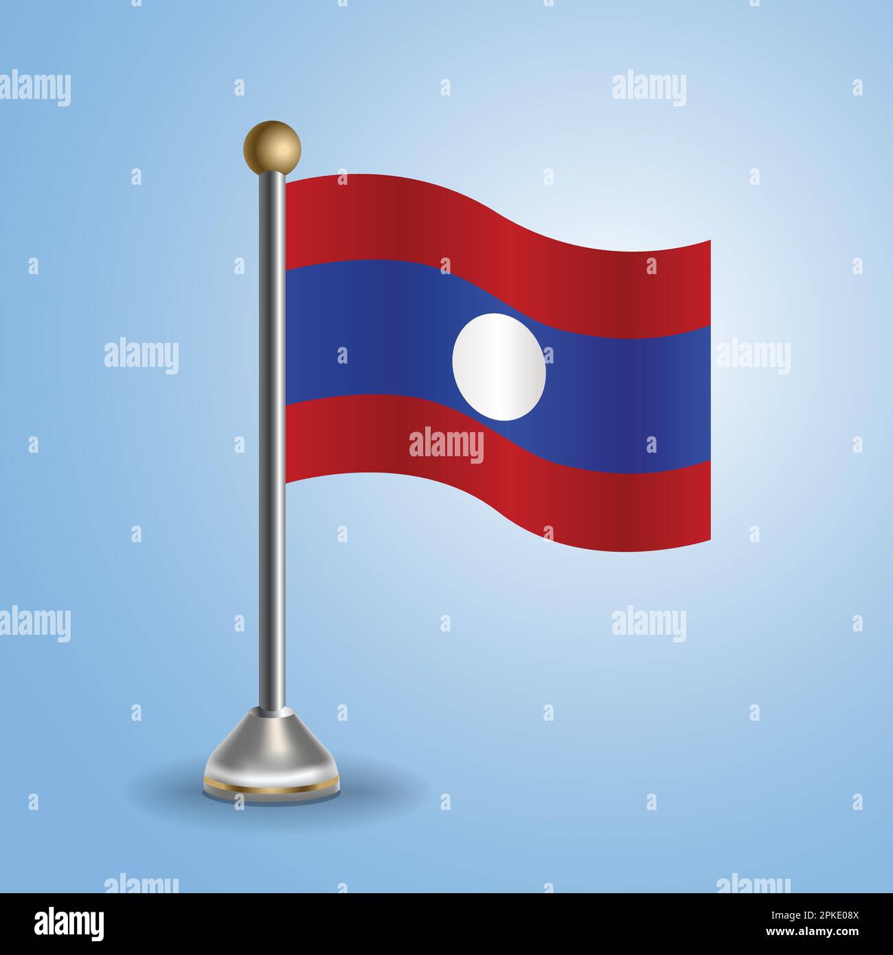 Bandera de mesa estatal de Laos. Símbolo nacional, ilustración vectorial Ilustración del Vector