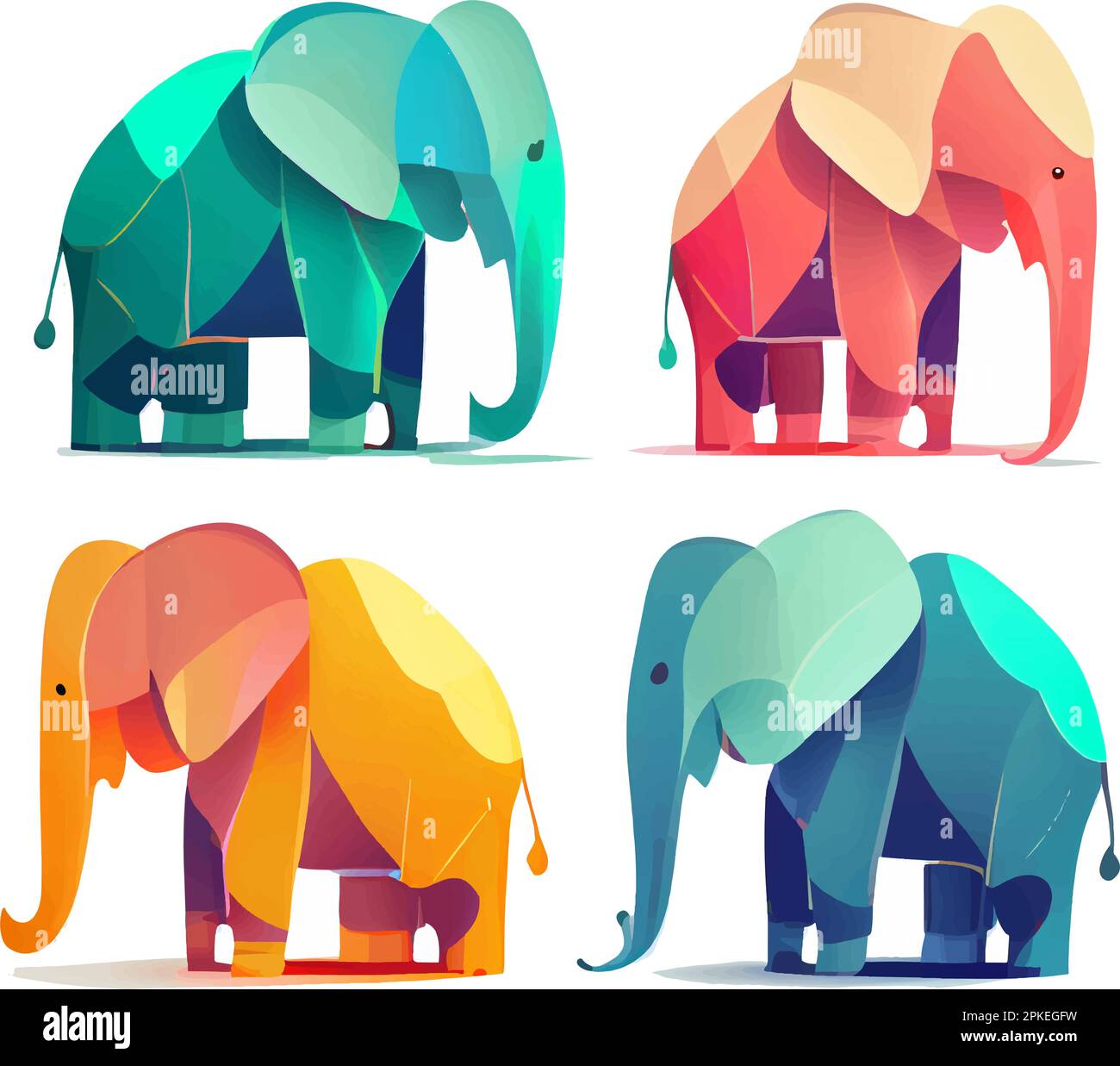 conjunto de ilustración vectorial de elefante aislado sobre fondo blanco Ilustración del Vector