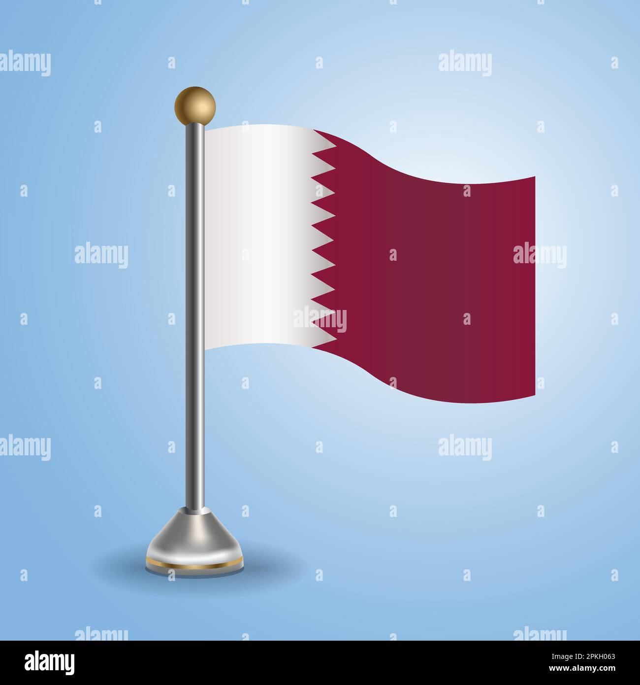 Bandera De Mesa De Estado De Qatar Símbolo Nacional Ilustración Vectorial Imagen Vector De 