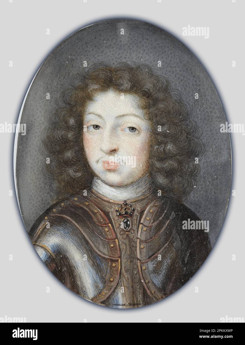 Retrato en miniatura de Carlos XI, rey de Suecia 1660-1697 entre 1672 y 1675 por Pierre Signac Foto de stock