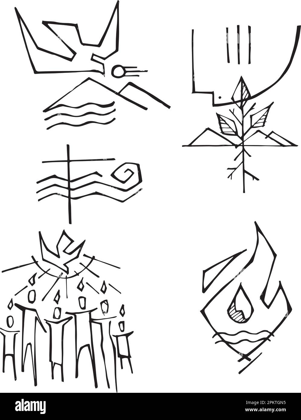 Dibujado a mano ilustración vectorial o dibujo de espíritu santo Ilustración del Vector