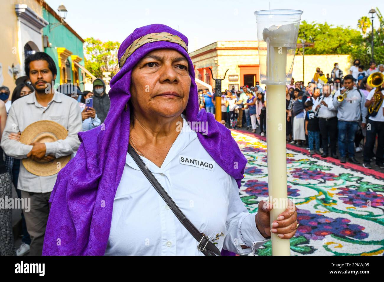 La procesión religiosa del Viernes Santo por la mañana, Ciudad de Oaxaca, México Foto de stock