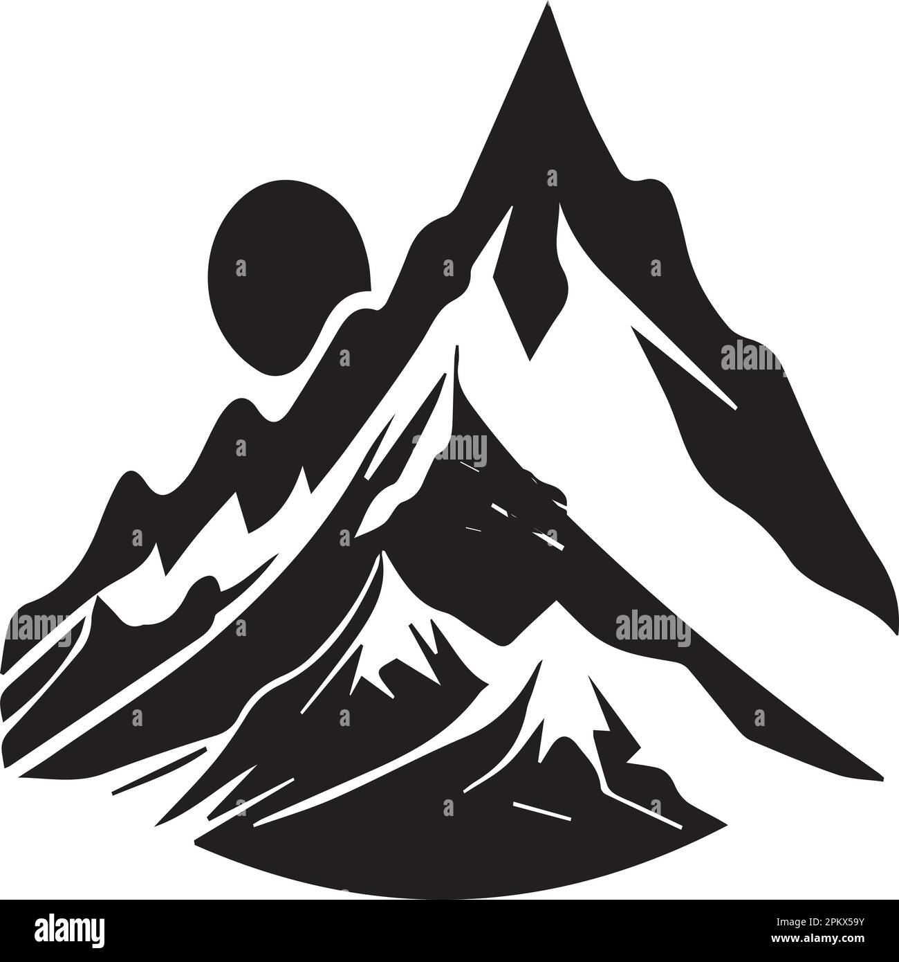 Montaña, volcán, cumbre, pico Icono Vector Logo Plantilla Diseño de ilustración. Vector Ilustración del Vector