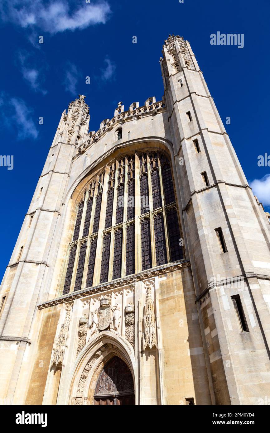 Exterior de la Capilla del King's College en la Universidad de Cambridge, Cambridge, Reino Unido Foto de stock