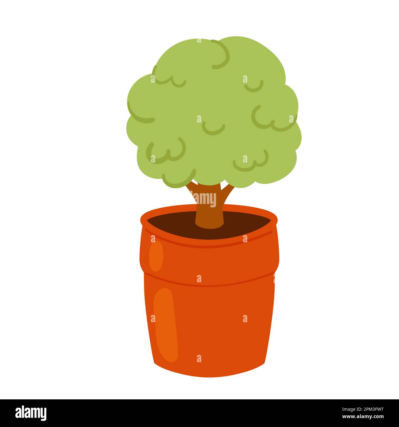 Árbol decorativo en una maceta. Paisaje de jardinería, planta en maceta, ilustración vectorial de árbol de decoración pequeña Ilustración del Vector