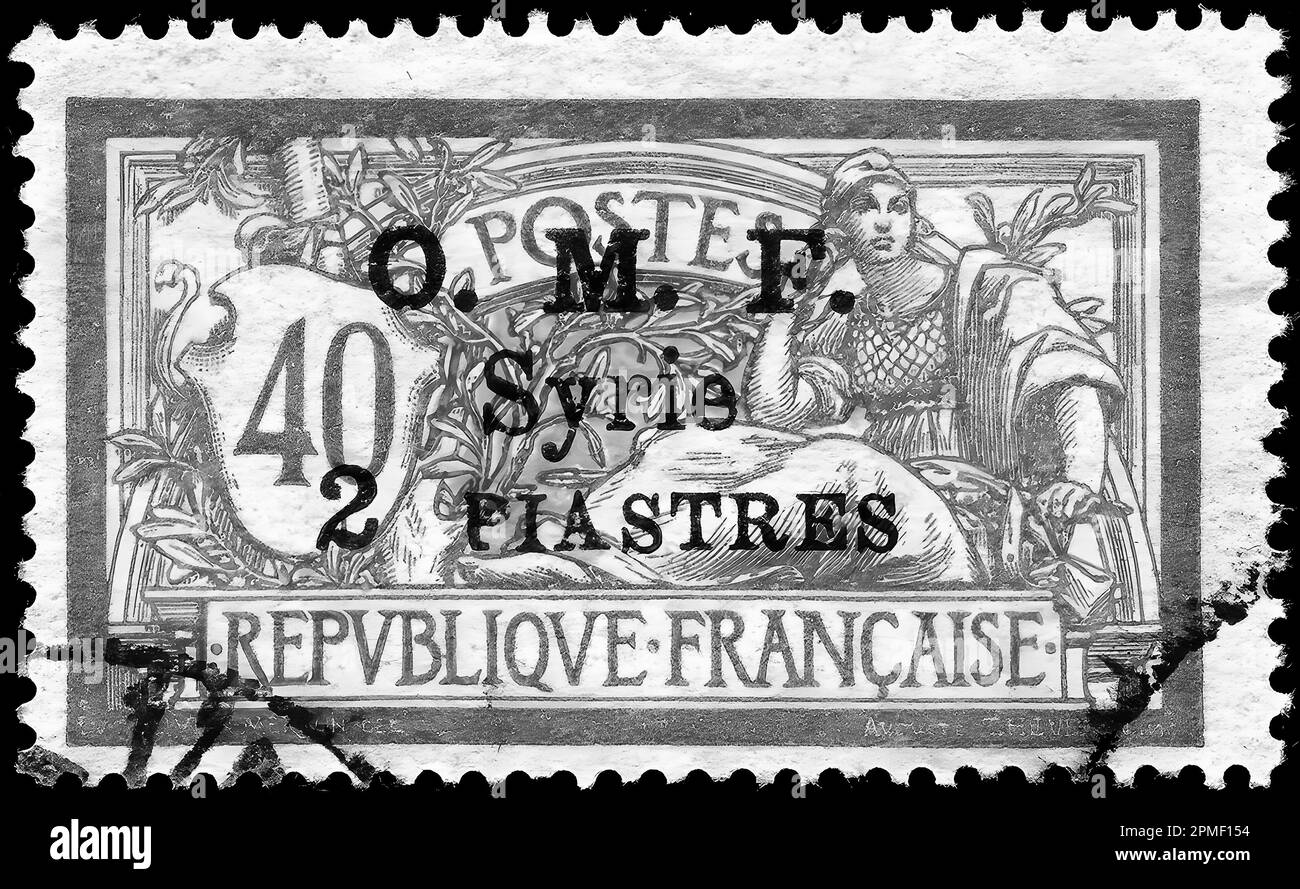 Impresión de sellos en Siria, ocupación Francesa, 1921, Foto de stock