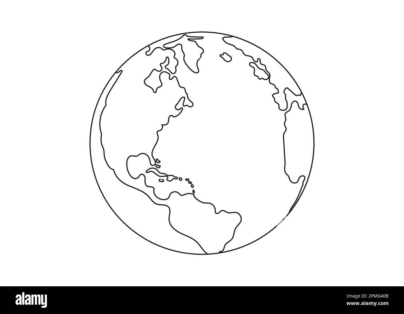 Blanco y Negro Planeta Tierra Clipart Vector. Página para colorear del planeta Tierra Ilustración del Vector