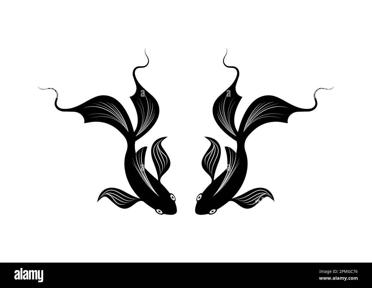 Negro Koi Fish Clipart Vector icono Ilustración del Vector
