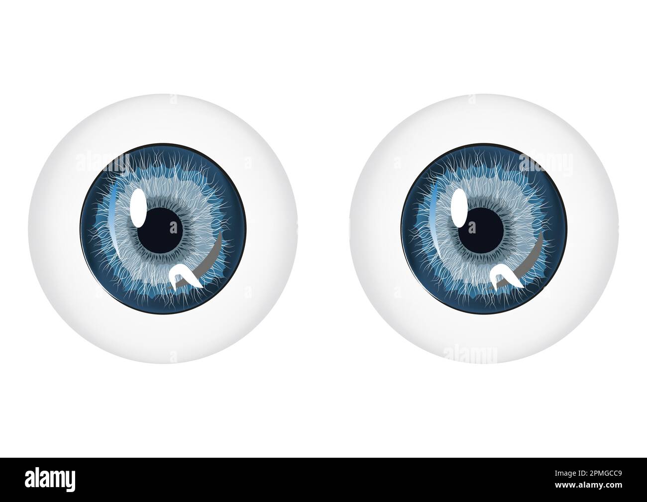 Dibujos animados ojos azules aislados sobre fondo blanco Imagen Vector