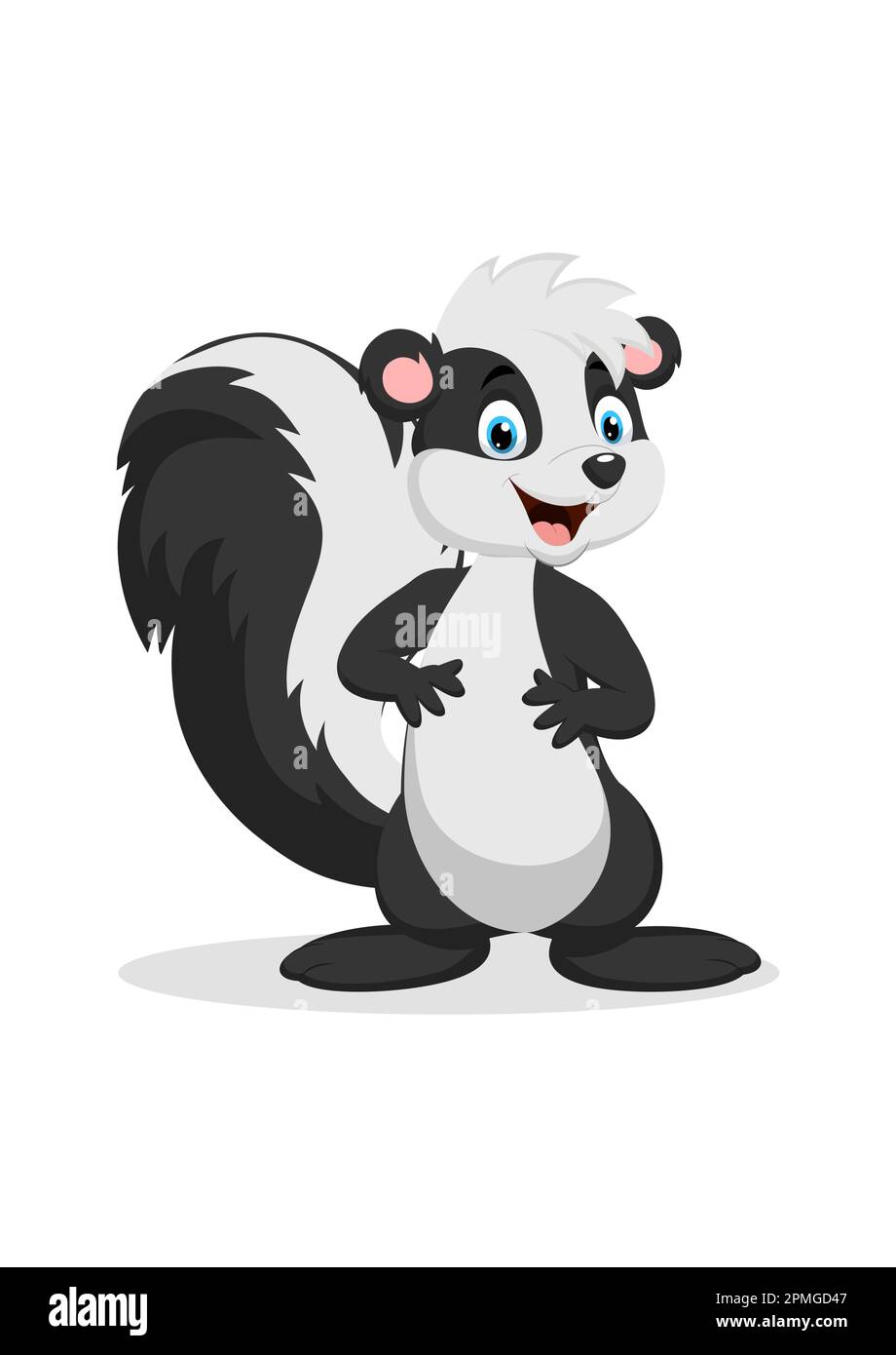 Dibujos animados lindo skunk sobre fondo blanco Imagen Vector de stock