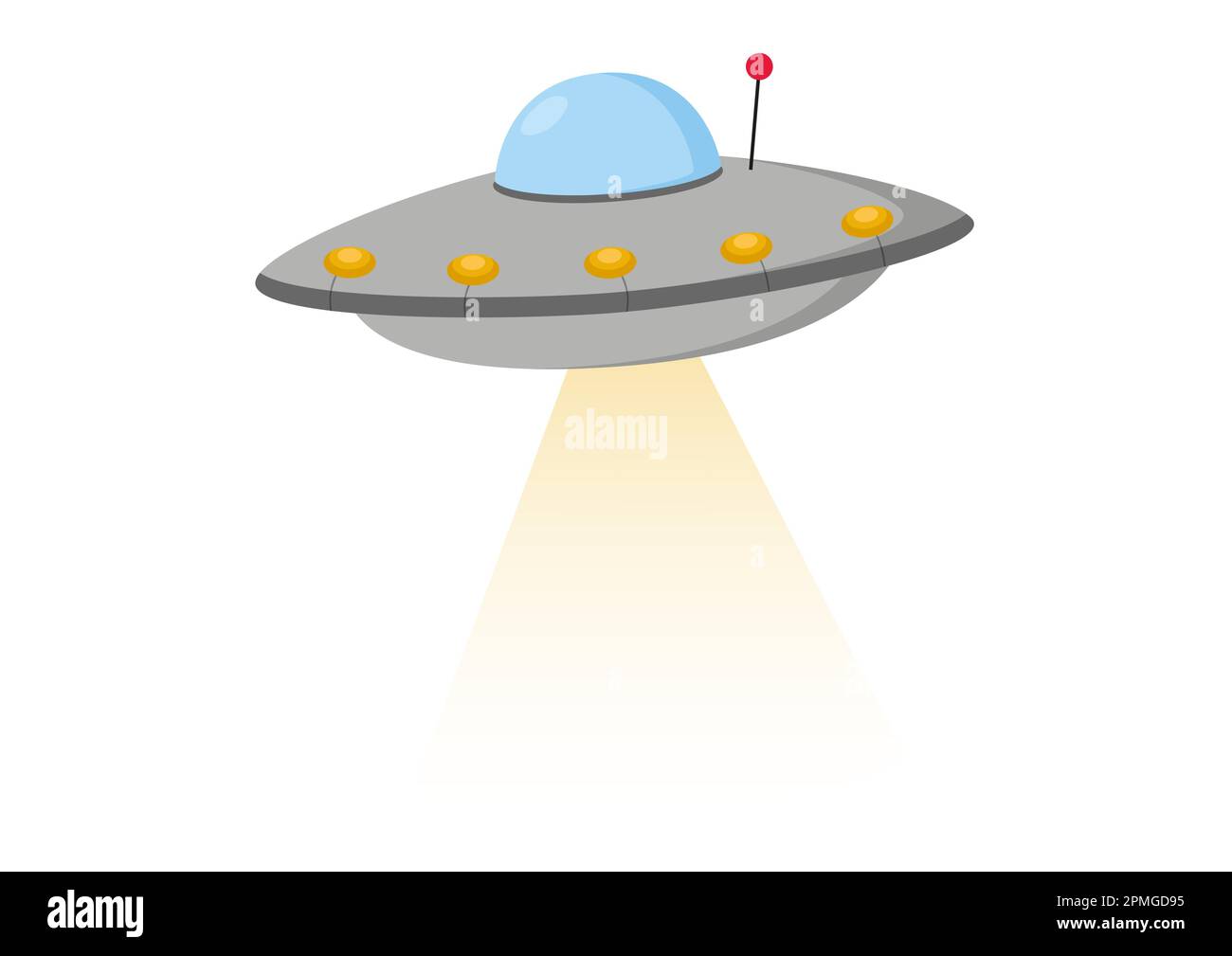 UFO de dibujos animados aislado sobre fondo blanco. UFO alienígena