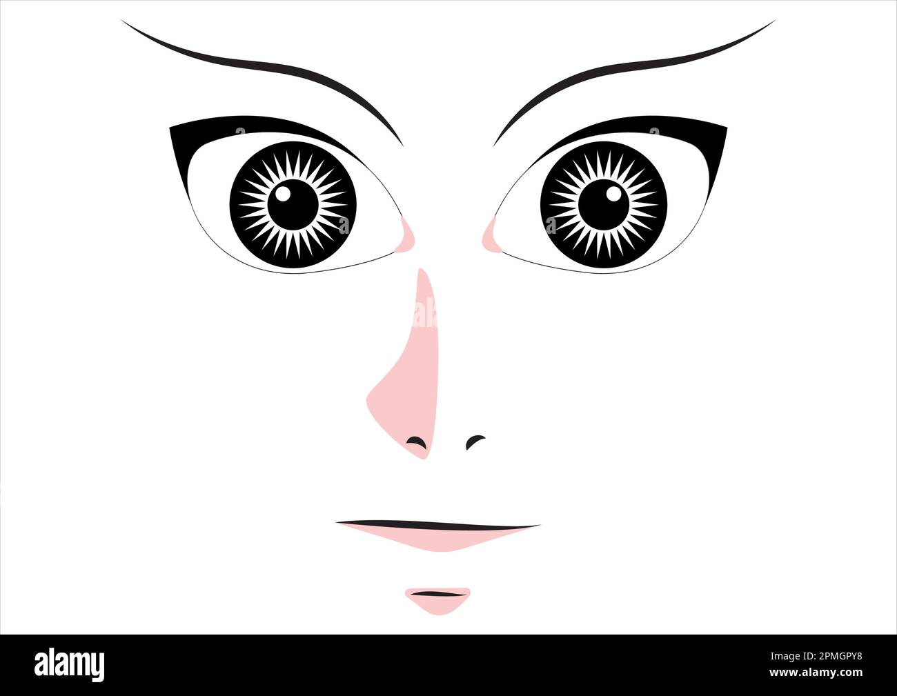 Ilustración vectorial de Cara de dibujos animados. Ojos, nariz, boca Ilustración del Vector