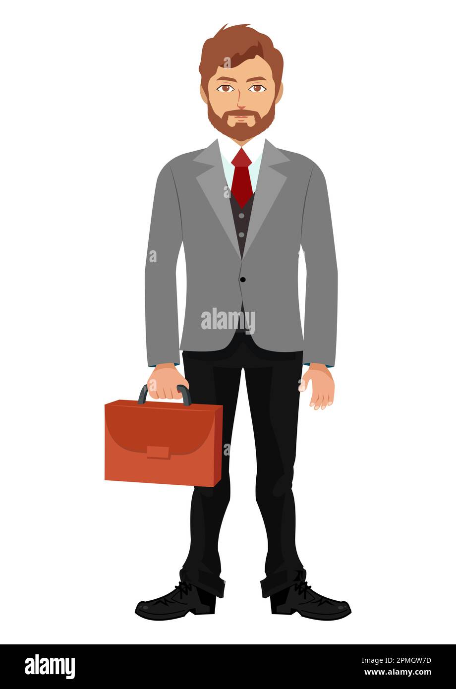 Ilustración vectorial de hombre de negocios aislado sobre fondo blanco. Hombre joven elegante en traje de negocios Ilustración del Vector